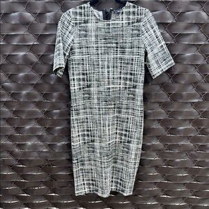 Theory Black and White Sheath Midi Dress